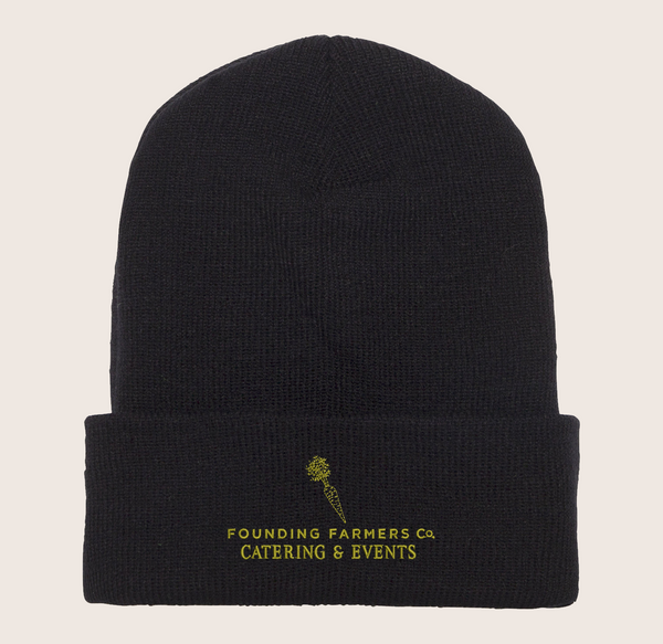 Farmers Catering Black Cuffed Knit Beanie