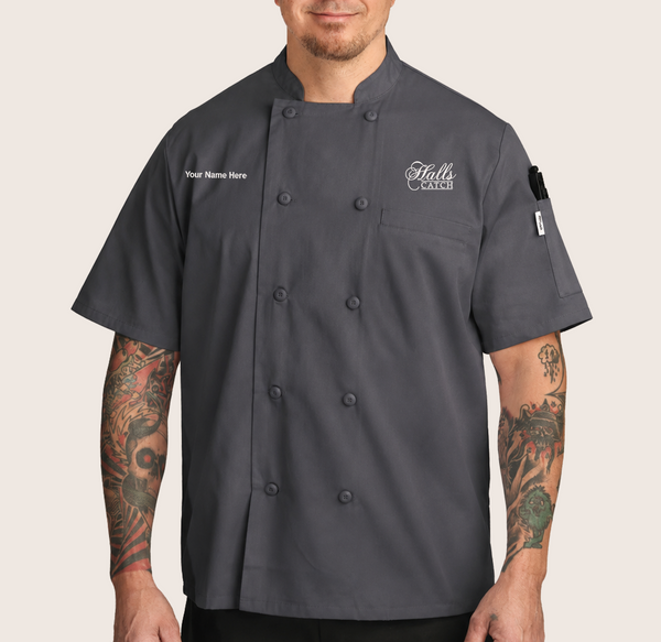 Hall's Chophouse Grey Mesh Back Chef Coat
