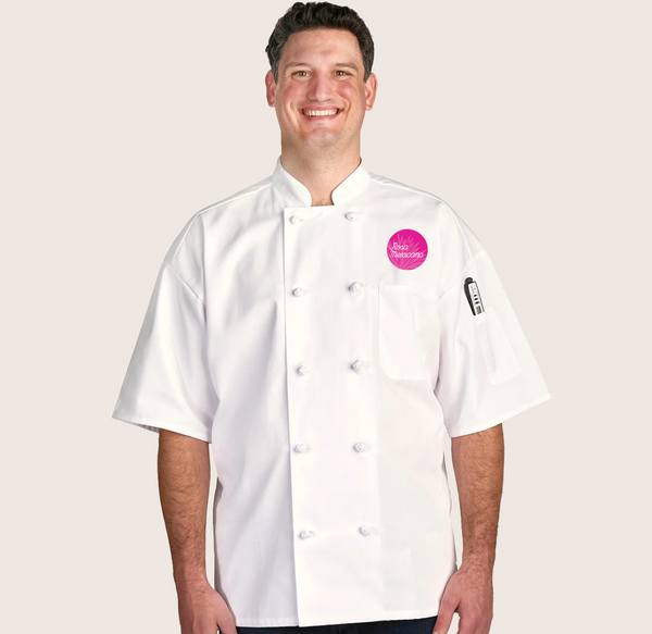 Rosa Mexicano White Short Sleeve Knot Button Coat