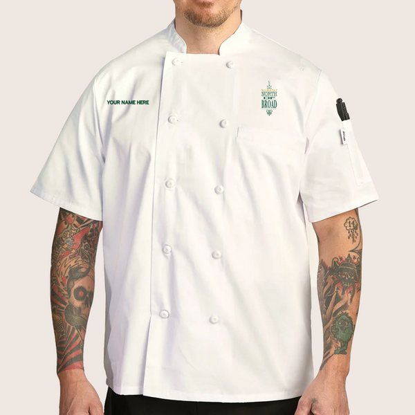 Slightly North of Broad White Mesh-Back Short Sleeve Chef Coat