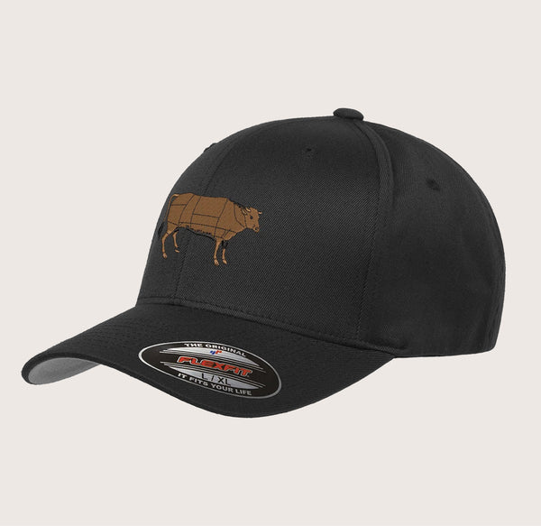 Black Fitted Cow Hat