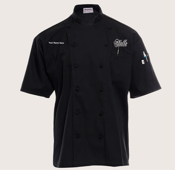 Hall's Chophouse Black Short Sleeve Mesh Back Coat