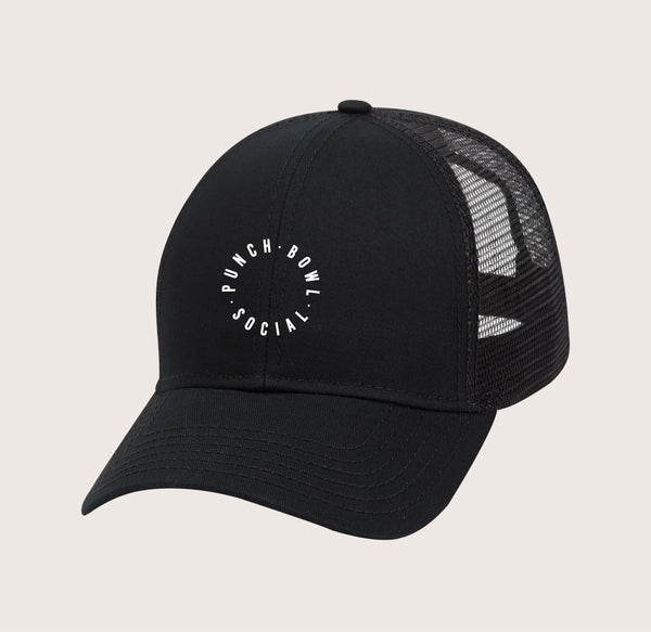 Black Trucker Hat Circle Logo
