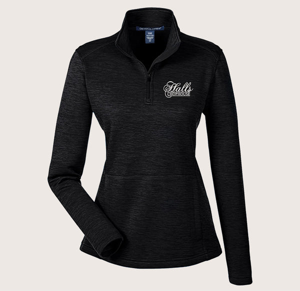D&J WOMEN'S NEWBURY MÉLANGE FLEECE QUARTER-ZIP WITH LOGO