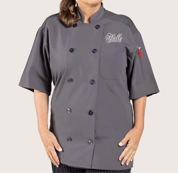 Hall's Chophouse Grey Mesh Back Chef Coat