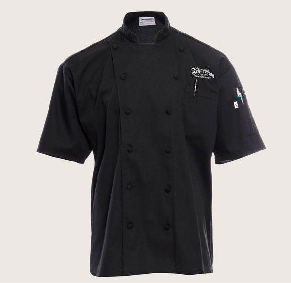 Item# 4651 Black Short Sleeve Mesh Back Coat w/ Tennessean travel stop logo