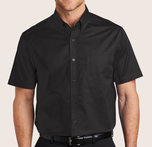 Pinstripes FOH Black Short Sleeve Easy Care Shirt