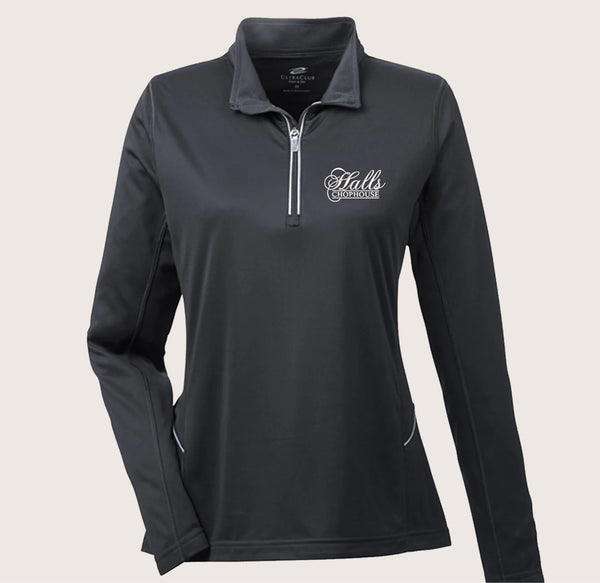 ULTRACLUB WOMEN'S COOL & DRY SPORT QUARTER-ZIP PULLOVER WITH LOGO