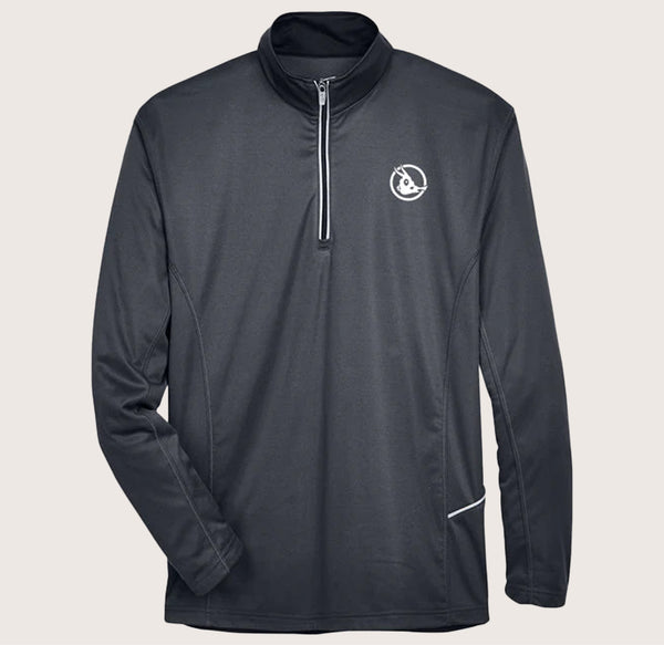 UltraClub Men's Cool & Dry Sport Quarter-Zip Pullover with Cowfish Logo