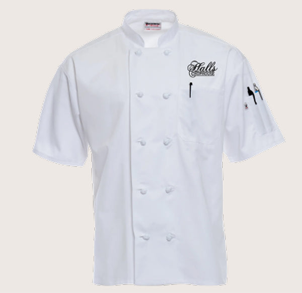 Hall's Chophouse Short-Sleeve Knot Button Chef Coat