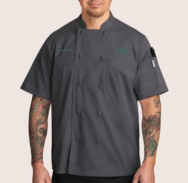 Hall's Catch Grey Mesh Back Chef Coat