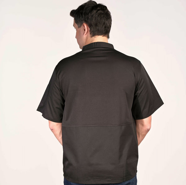 Black Short Sleeve Mech-Back Chef Coat 4651