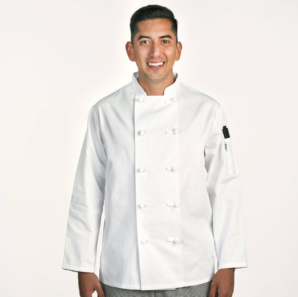 White Knot Button Chef Coat 832