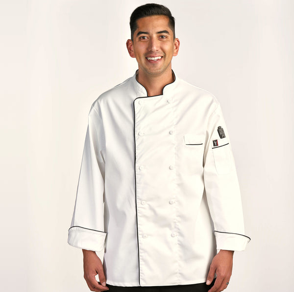 Executive Chef Coat with Cloth-Covered Buttons and Piping 5555