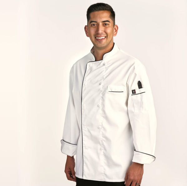 Executive Chef Coat with Cloth-Covered Buttons and Piping 5555