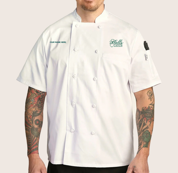 Halls Catch White Mesh-Back Short Sleeve Chef Coat
