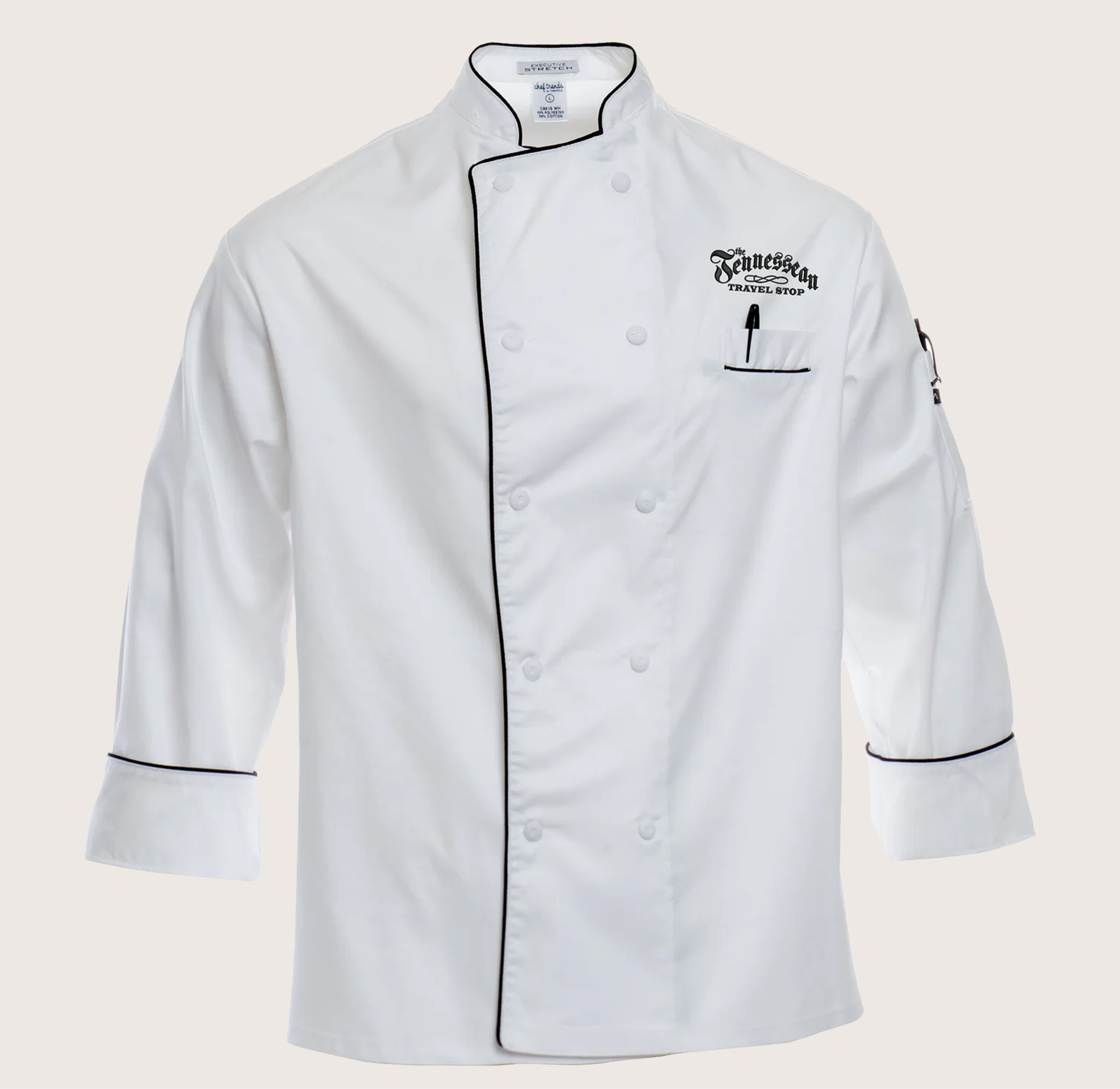 Item# 5555 Executive Chef Coat with Cloth-Covered Buttons and Piping