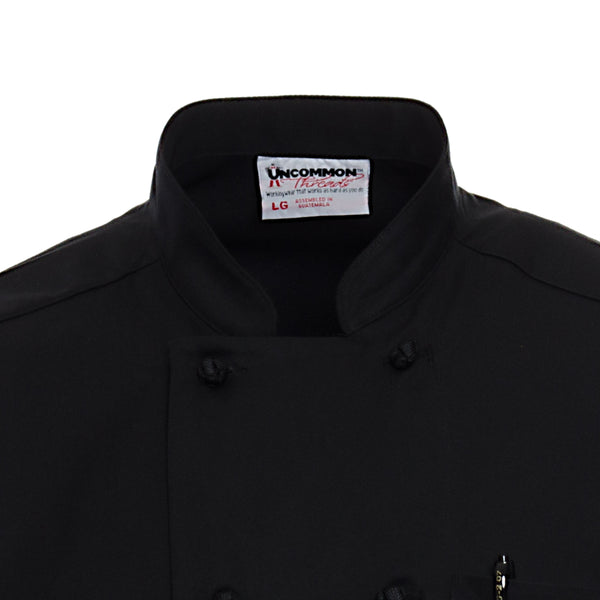 Black Short-Sleeve Chef Coat with Knot Buttons | Chef Duds