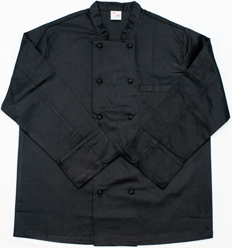 Executive Chef Coat with Cloth-Covered Buttons and Piping